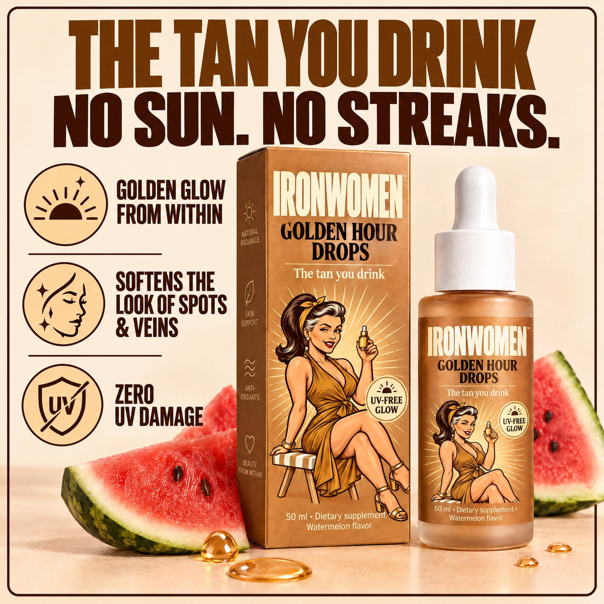Golden Hour Drops, the tan you drink