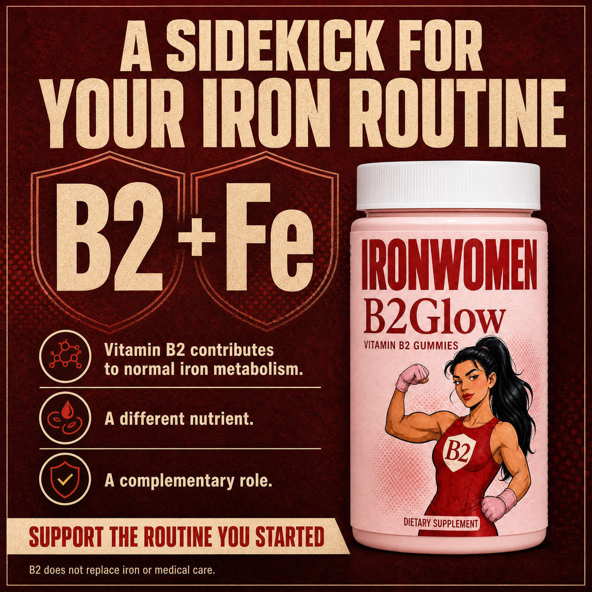 Vitamin B2 supports normal iron metabolism — IronWomen B2Glow