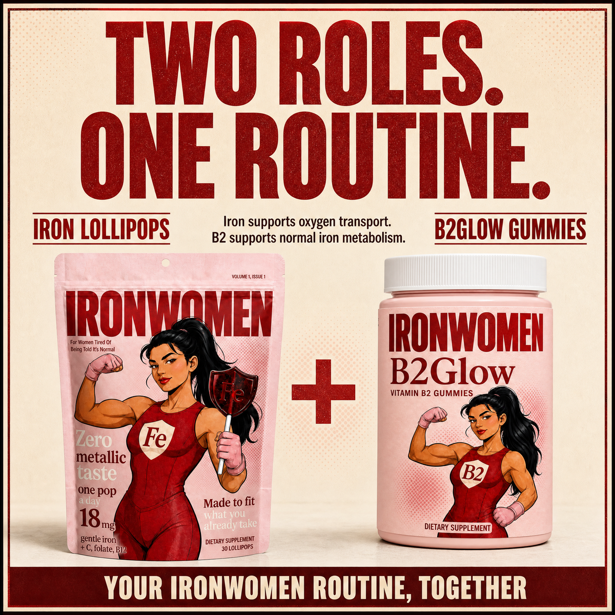 IronWomen B2Glow Vitamin B2 Gummies — complementary routine
