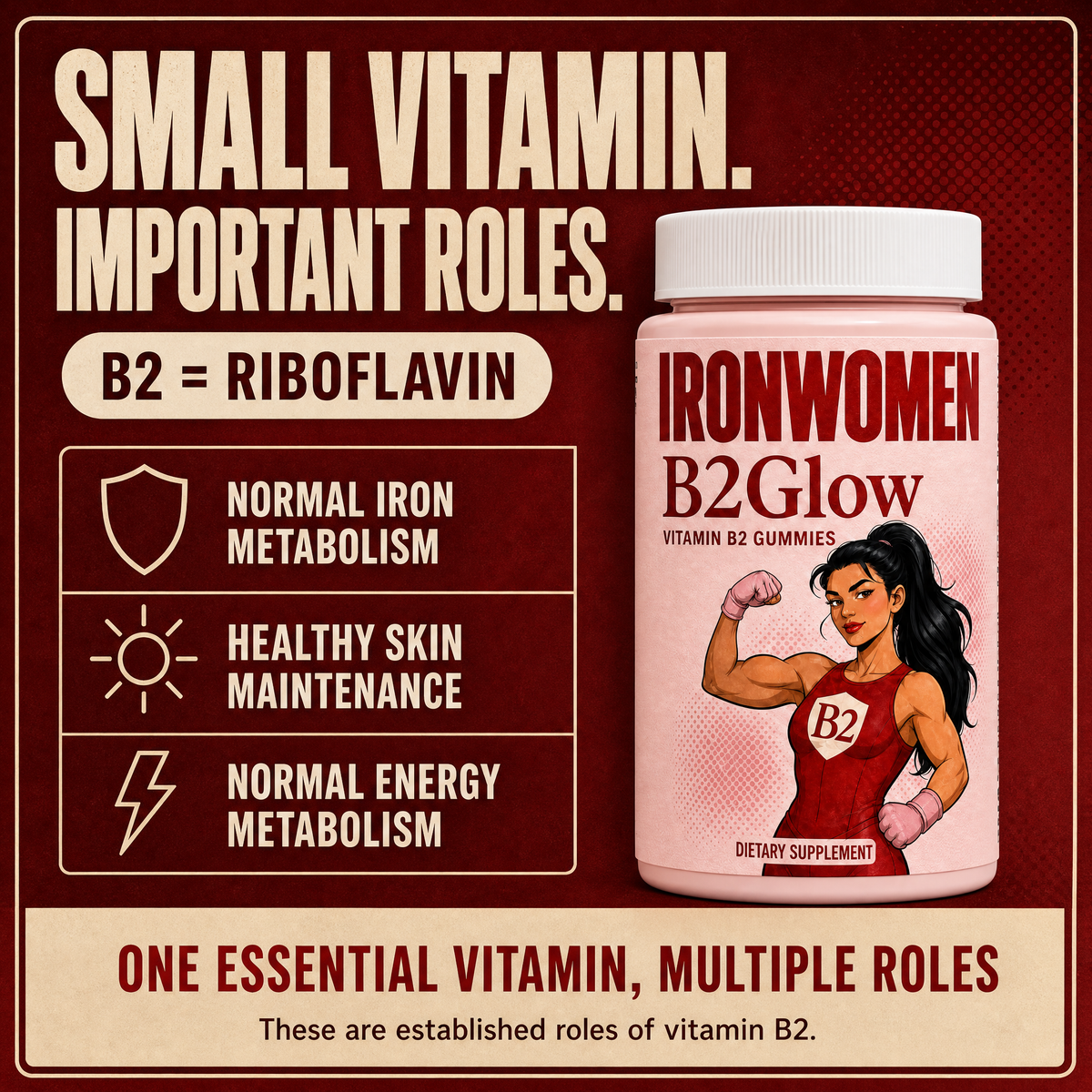 IronWomen B2Glow Vitamin B2 Gummies — b2 explainer
