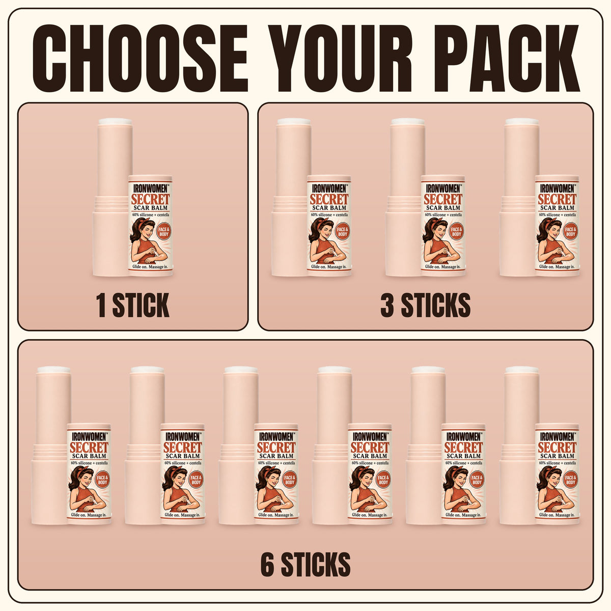 Choose your pack: 1 stick, 3 sticks or 6 sticks