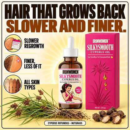 SilkySmooth Cyperus Oil: hair that grows back slower and finer, for all skin types