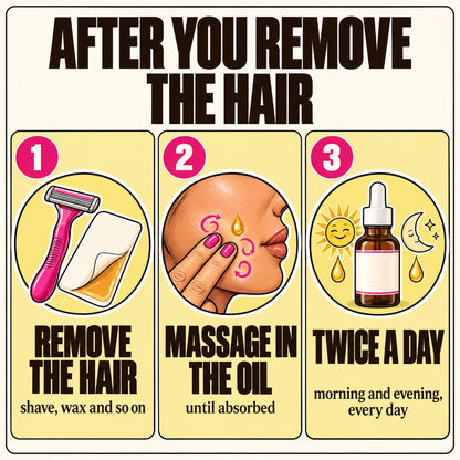 How to use it: remove the hair, massage in the oil, twice a day